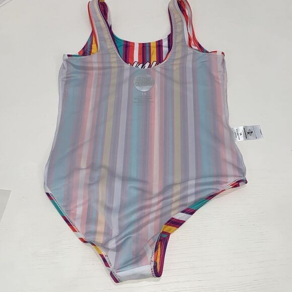 Everyday California Summer Striped One Piece Swimsuit Juniors Size 14 - Picture 13 of 14